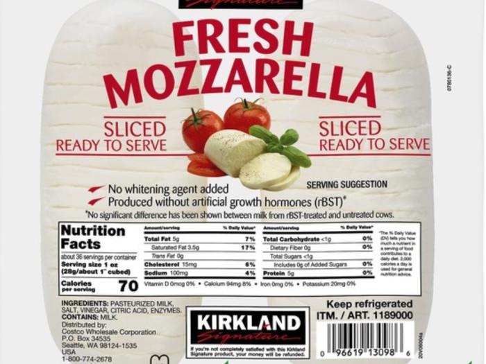 Nutrition facts of mozzarella cheese