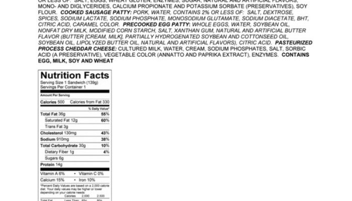 Jimmy Dean Sausage Egg Cheese Croissant Nutrition