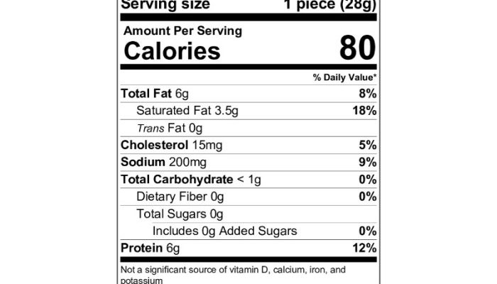 Organic Valley Cheese Stick Nutrition Facts