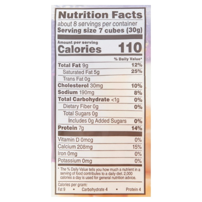 Colby jack nutrition facts cheese snack sticks 8ct multi pack