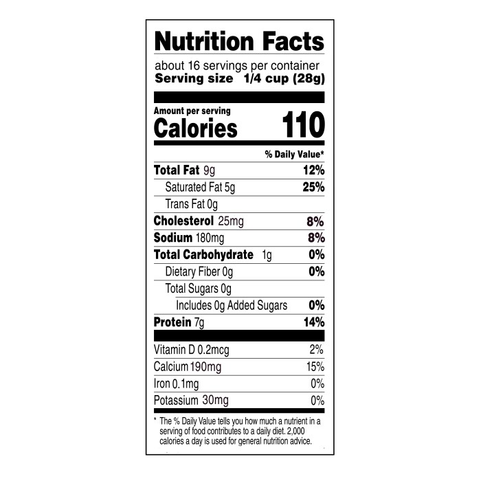 Shredded cheddar cheese nutrition