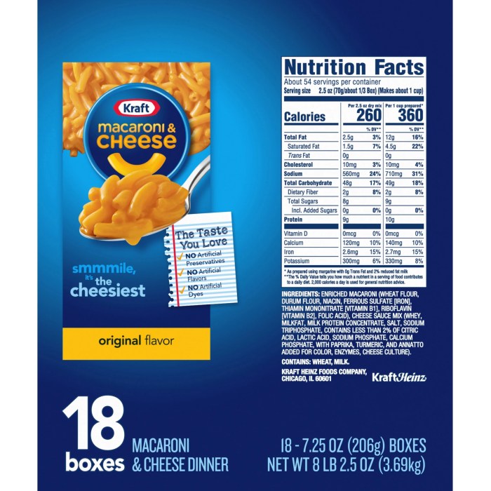 Kraft mac and cheese easy mac nutrition