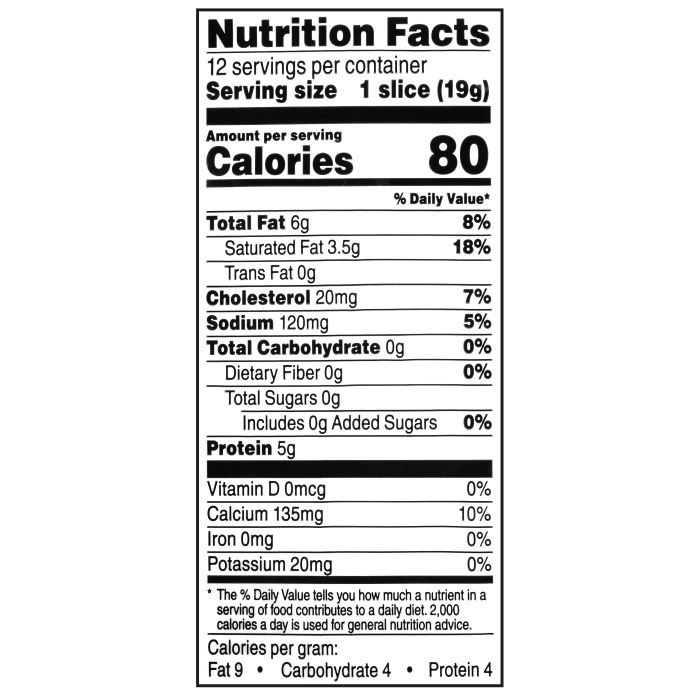 Sharp cheddar cheese slice nutrition