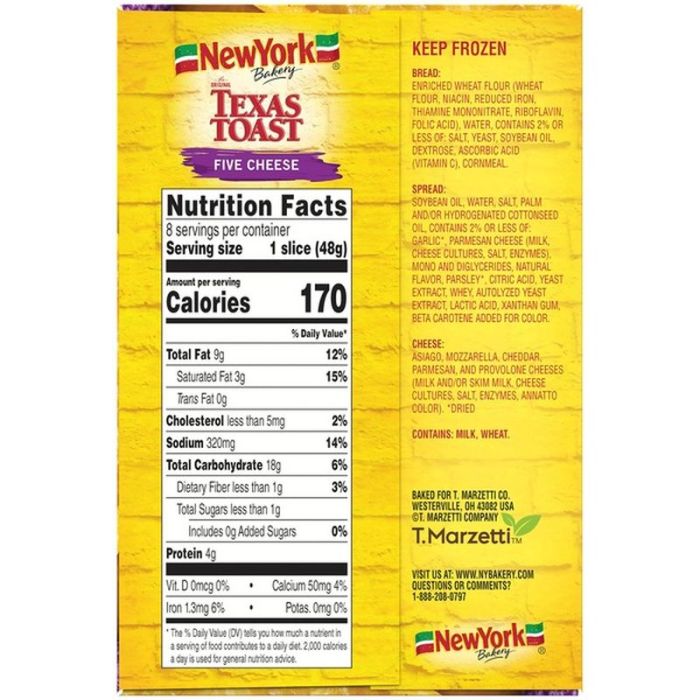 Texas toast 5 cheese nutrition