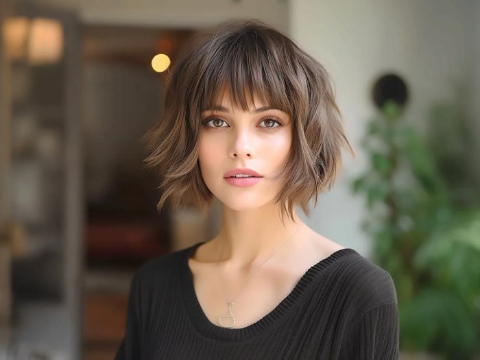 Short hairstyles with bangs for black hair